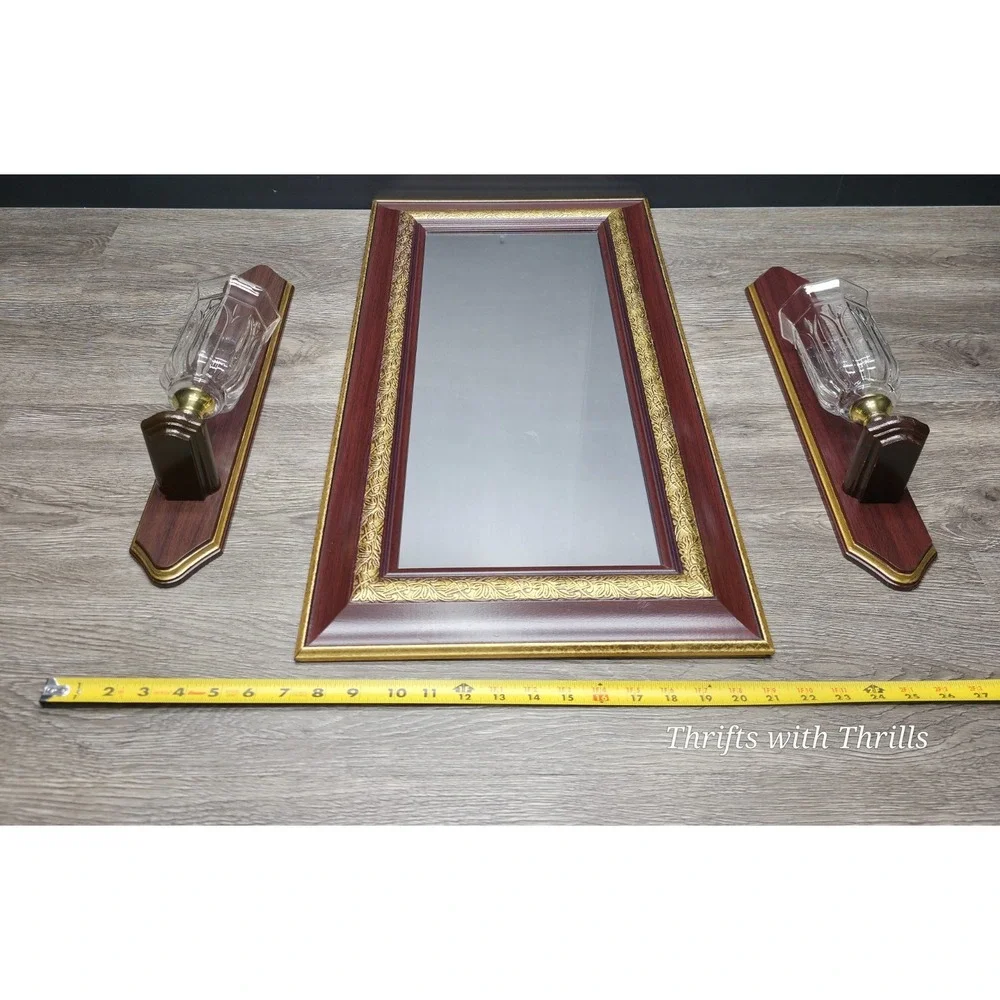 Vintage Home Interior Mirror, Sconces, And Votives Set